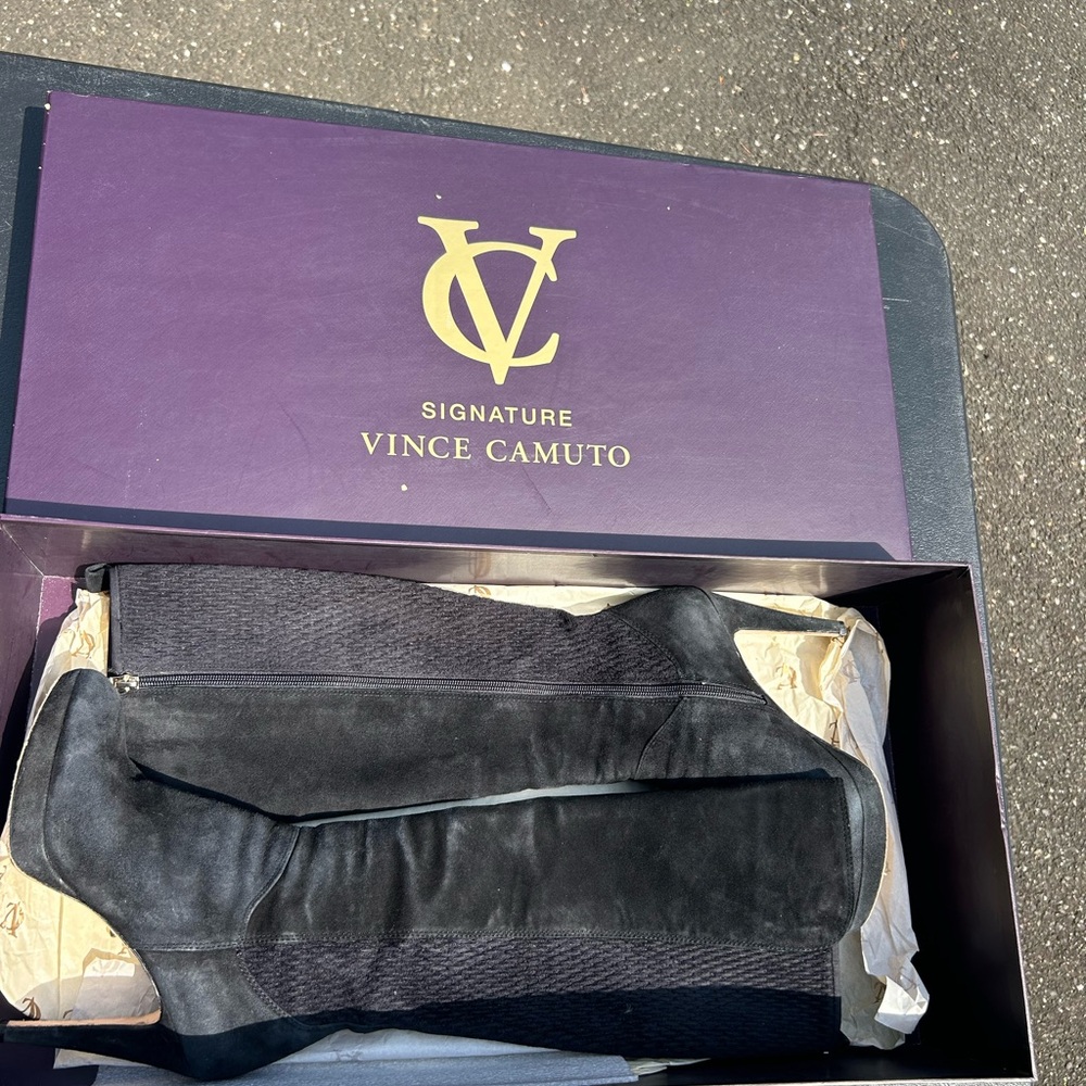 vince camuto knee high suede boots